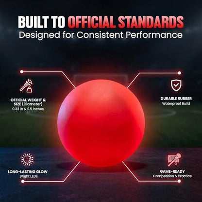 Glow in the Dark Lacrosse Ball | Official Size & Weight | 2 Pack | Night Practice & Training - color: Red