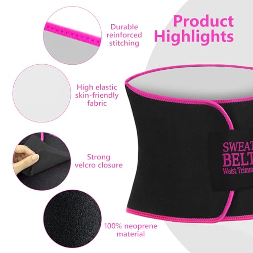 Waist Trainer for Women Lower Belly Fat, Waist Sweat Band for Women, Belly Band Sweat Belt, Stomach Wrap,Silver/Pink - size: Medium