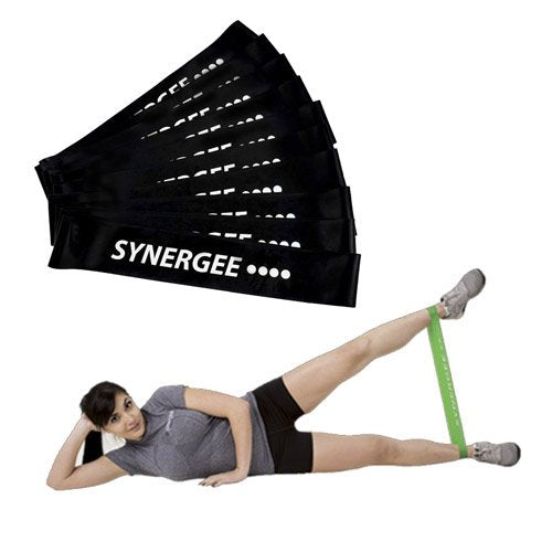 Synergee Exercise Fitness Resistance Band Mini Loop Bands that Perform Better When Working Out at Home or The Gym - color: e) Black 10 Pack