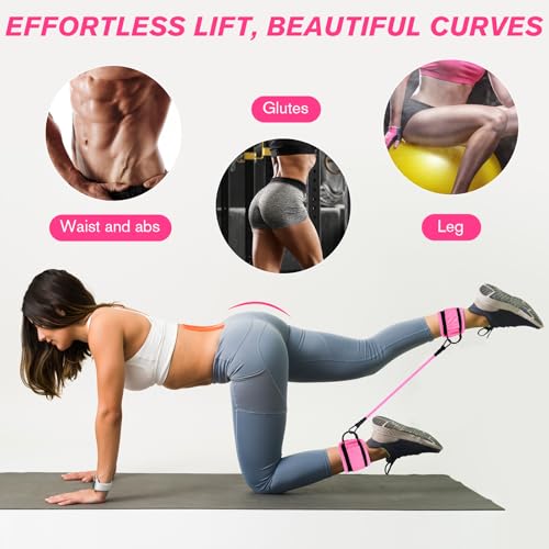 Ankle Resistance Bands with Cuffs Ankle Weights Fitness Band Set for Women Pink