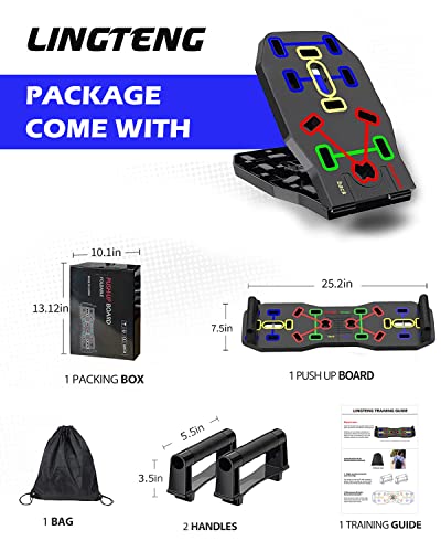 LINGTENG Push Up Board, New Upgraded 12 in 1 Push Up Bar with Pushup Handles, Portable Multi-Function Foldable Home Gym, Pushup System for Chest, Triceps, Back, Abs Workout, Strength Training Equipment for Men & Women