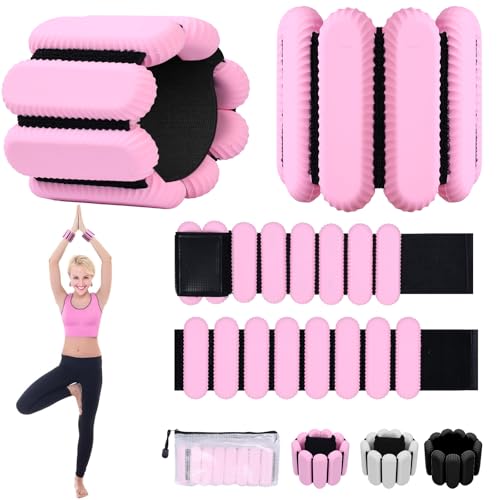 Ankle Weights for Women and Men, Adjustable Wrist Weighted Training Bracelet for Home Gym Workout, Strength Training Walkin Running, Foot weights for exercise,2pc on Set - color: Pink