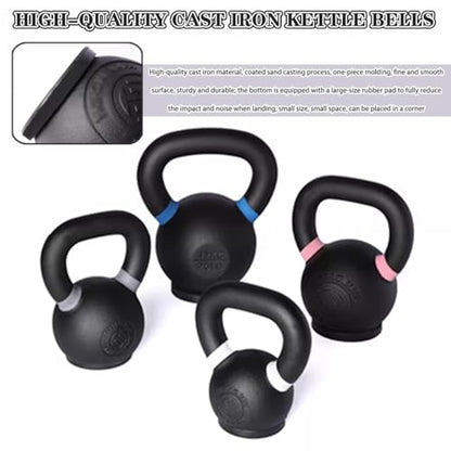 Kettlebell Weights for Women Fitness Training Cast Iron Kettle Ball, Professional Sports Squat Kettle Bells, Silent Anti-Collision, Glutes/abs/arms(White-4kg)