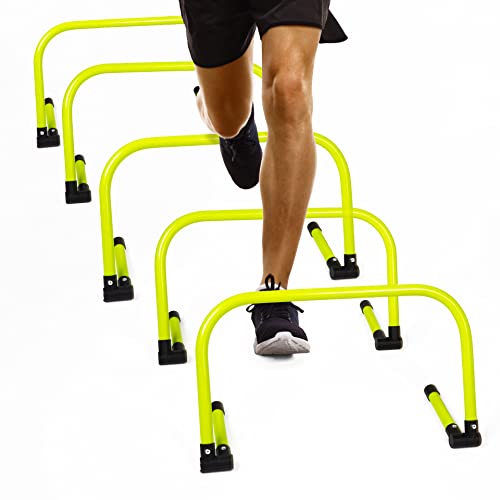 Body Sport Adjustable Athletic Speed Training Hurdles, Jumping & Speed Training Fitness Equipment, Hurdles for Track & Field, Basketball, Soccer & More, Set of 5 - color: Yellow