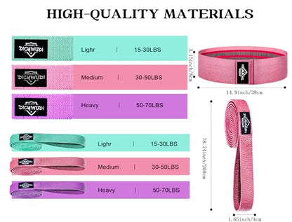 Fabric Resistance Bands for Working Out, 6Pack Non-Slip Exercise Bands for Women and Men, Fabric Booty Bands for Home, Fitness, Pilates, Stretching