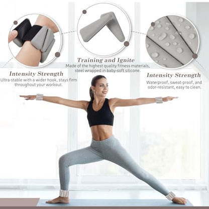 Wrist and Ankle Weights for Women Men Set of 4(1 lb Each) adjustable Arm Leg Silicone Weighted Wristbands Bracelets for Pilates Yoga Gym Workout Running Walking Strength Training(Grey) - color: Beige Brown
