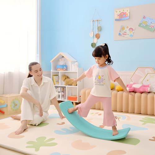 Qaba 32" Balance Board Kids, Wobble Board for Kids Toddlers, Curvy Rocker Board, Ended Preschool Learning Montessori Waldorf Toy, Ages for 3-6 Years Old