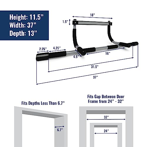 Iron Gym Express Home Pull Up Bar for Doorway – Portable Total Upper Body Home Gym Chin Up Bar for Strength Training & At Home Exercise – Our Door Frame Pull-Up Bar Is Easy to Assemble & Install