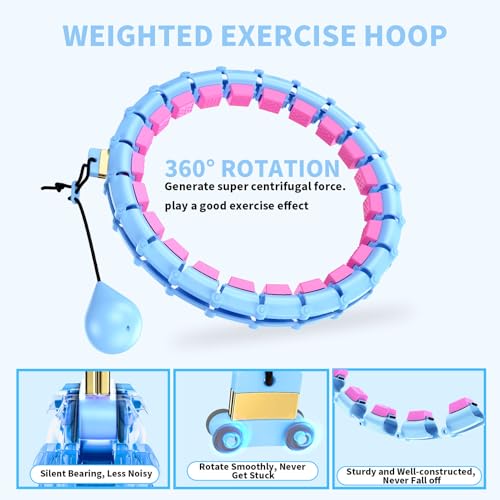 65 Inch Adjustable Fitness Waist Hoop – 32 Detachable Links, Quiet Non-Drop Fitness Tool for Adults Weight Loss, Plus Size Exercise Hoop for Women & Beginners