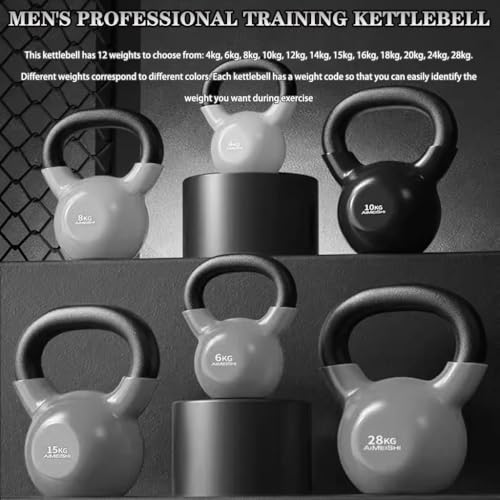Kettlebell Weights Men's Professional Training Kettlebell, Gym Solid Cast Iron Competitive Kettle Bells, Muscle Training Equipment, Squat/Swing(Light blue-8kg) - color: Light Blue-8kg