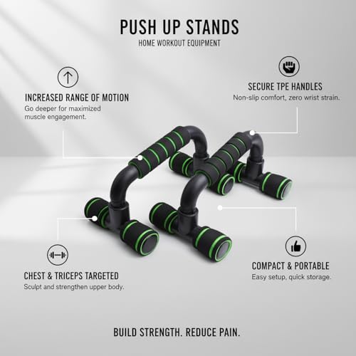 Push Up Stands for Home Workout, TPE Handles Increase Range of Motion, Compact Strength Training Equipment for Chest and Triceps (1 PC) - color: Green