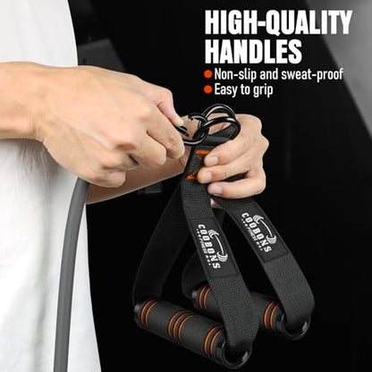 Resistance Bands with Handles, 175lb Exercise Bands for Working Out, Fitness Bands, Workout Bands with Door Anchor and Ankle Straps, Physical Therapy, Yoga, Strength Training Home Gym Equipment
