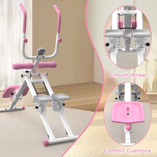 2-in-1 Stair Stepper & Ab Machine, Multi-Function Vertical Climber for Home Gym, Full-Body Cardio & Core Workout Equipment with Adjustable Handlebar, Silent Rollers, 300 LBS Capacity
