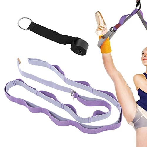 Yoga Stretching Strap, Yoga Strap for Flexibility Training, 3.1m Oxford Cloth Leg Stretcher Strap with Foam Handle and Stainless Steel Buckle, for Gym Dance Physical - color: Purple