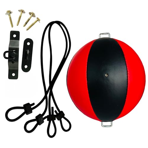 Double End Ball for Boxing - Premium PU Leather Punching Reflex Bag with Adjustable Bungee Cords - Speed Bag for Adults & Kids, Perfect for Reaction, Agility, and Hand Eye Coordination Training
