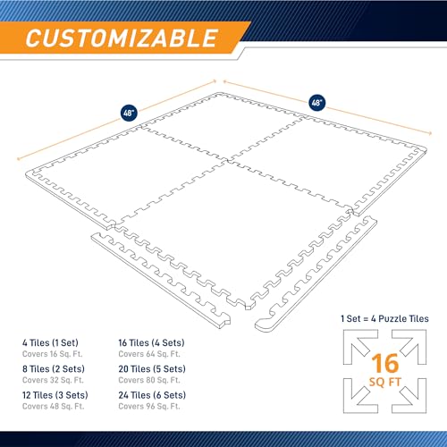 Marcy Interlocking Dual Density Rubber Top EVA Foam Home Gym Floor Mat for Exercise Equipment & Accessories MAT-40