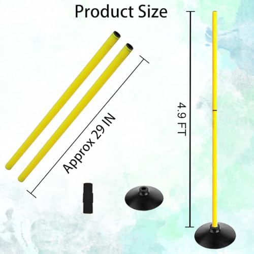 TNZMART 4.9FT Training Agility Poles Detachable Soccer Training Sticks Multi-Purpose Slalom Boundary Poles with Rubber Bases - style: Pack of 12
