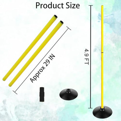 TNZMART 4.9FT Training Agility Poles Detachable Soccer Training Sticks Multi-Purpose Slalom Boundary Poles with Rubber Bases - style: Pack of 12