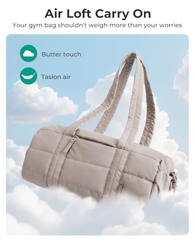 BAGSMART Reiki Gym Bag for Women, Puffy Quilted 15L Yoga Mat Bag with Wet Pocket, Mini 5L Crossbody Dance Bag, 24L Travel Weekender Carry-on Duffle Bag