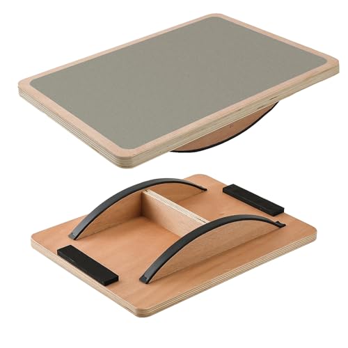 Balance Board Wobble Board for Adults and Kids - Anti-Slip 350LBS Balance Board for Physical Therapy,Balance Training,Posture Correction,Standing Desk Core Strength Wooden Balance Rocker Board - color: Gery