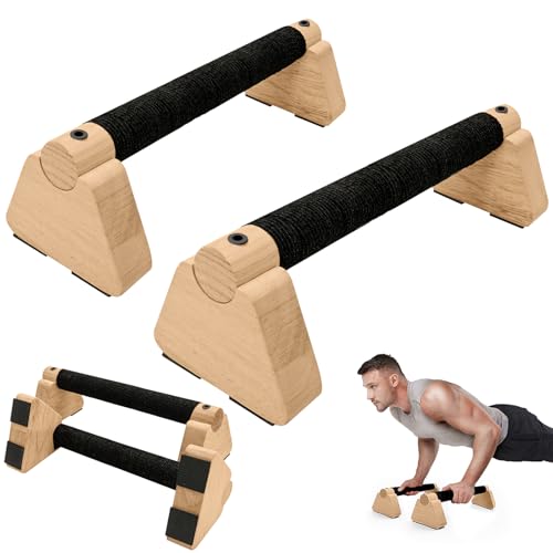 Parallettes Bars - Wooden Calisthenics Equipment for Handstand Training, Push Up Bars & Calisthenics Bar - Handstand Blocks and Pushup Handles for Men