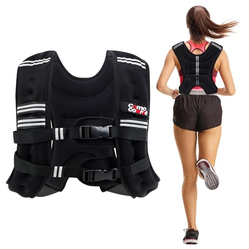 Weighted Vest, 5lb/10lb/12lb/15lb Weight Vest with Reflective Stripe for Women, Men, Rucking Vest for Walking Strength Training Running, Workout, Jogging