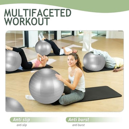Hungdao 6 Pack Exercise Ball Bulk Inflatable Pregnancy & Workout Ball 22 Inch Heavy Duty Pilates Ball for Yoga Stretching Therapy Balance Physical Fitness - color: Gray