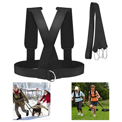 Strength Training Equipment, Sled Harness Tire Pulling Speed Resistance Power Belt Adjustable Weight Trainer with Pull Strap