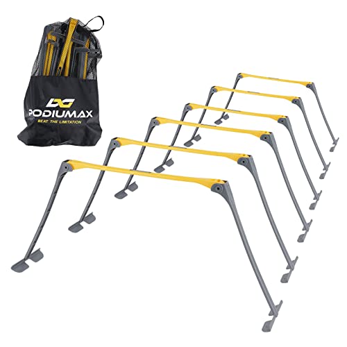 Portable Height Adjustable Sports Training Hurdle (6", 9", 12"), Lightweight, Innovative Foldable Design, Collapsible Safe, 6 per Pack