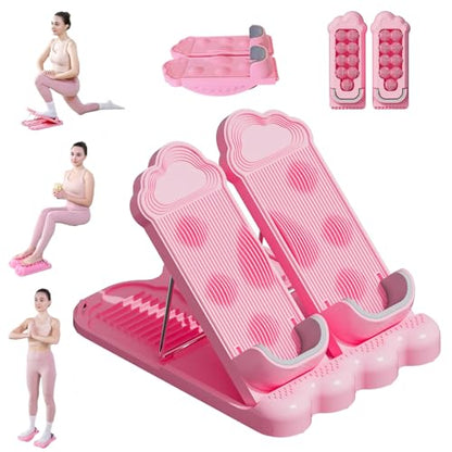 kisnbld 3-in-1 Slant Board & Calf Stretcher, 12-Level Adjustable Incline Board with Integrated Foot Massager & Resistance Bands, Calf Stretch Board for Ankle Pain Relief & Balance Exercise Trainer