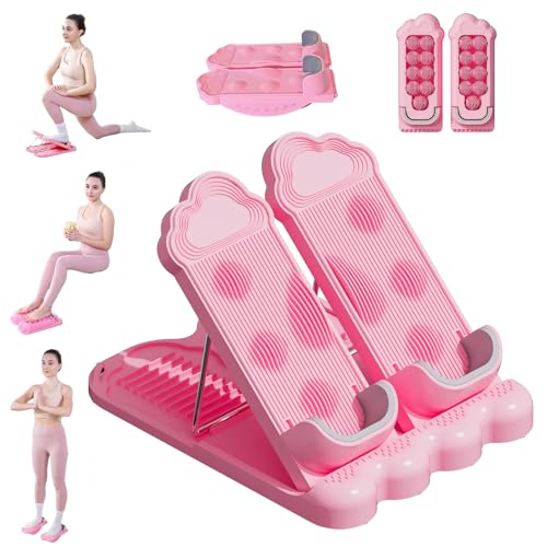 kisnbld 3-in-1 Slant Board & Calf Stretcher, 12-Level Adjustable Incline Board with Integrated Foot Massager & Resistance Bands, Calf Stretch Board for Ankle Pain Relief & Balance Exercise Trainer