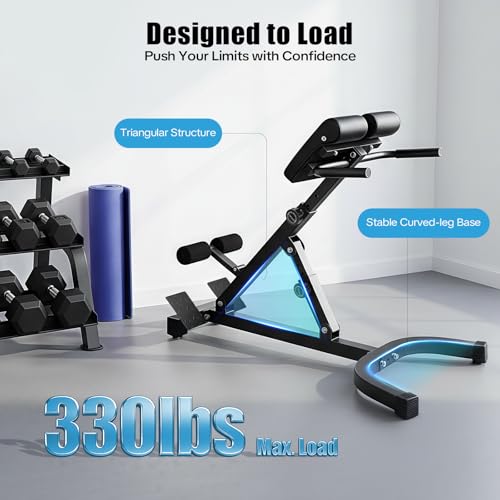 Roman Chair Back Extension Machine-Multi Functional Ab Bench, Angle & Height Dual Adjustable Back Extension Bench Machine for Glute, Leg Strength Trainer Home Gym Full Body