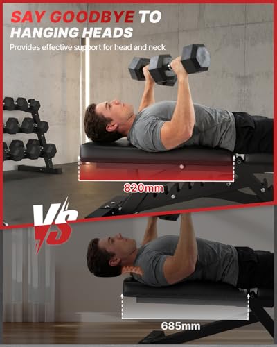 WB01 Adjustable Weight Bench, 1300LB Heavy Duty Workout Bench for Home Gym, Multi-Angle Gym Bench with Thickened Steel Frame, Incline Decline Flat Bench for Full Body Training & Bench Press