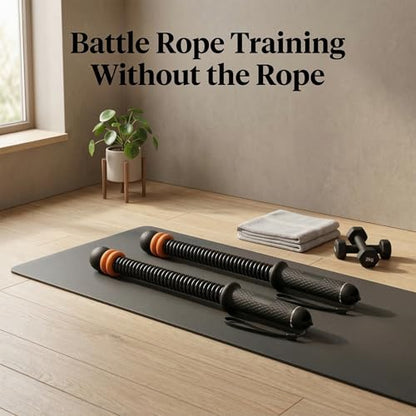 Ropeless Battle Ropes, Weighted Cordless Battle Ropes for Home Gym, 2 PCS Portable Low Noise Exercise Rope with Adjustable Resistance & Non-Slip Handles for HIIT, Cardio & Strength Training
