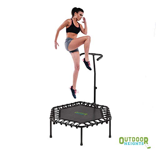 Mini Trampoline, Exercise Fitness Rebounder for Adults & Kids, for Indoor & Outdoor Use, Foldable, Pre-Attached Springs, with Handle, - size: 50 Inch, style: Bungee - No Spring No Fold