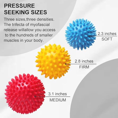 Spiky Massage Balls, 3PCS (Firm, Medium and Soft) - color: 3color
