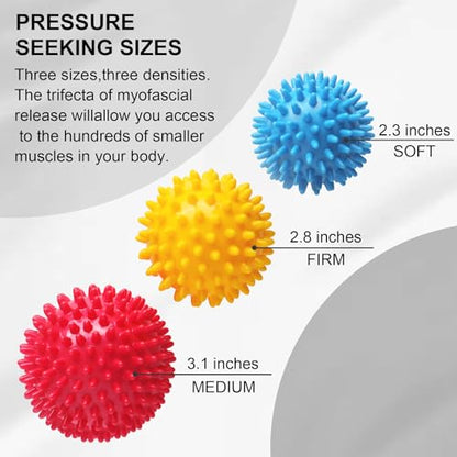 Spiky Massage Balls, 3PCS (Firm, Medium and Soft) - color: 3color
