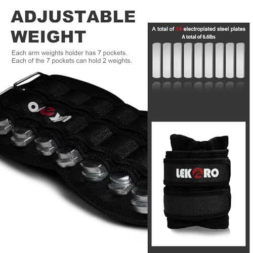 Ankle Weights Wrist Weights for Men Women, 1 Pair Adjustable Removable Steel Weighted Plates Arm Leg Weights for Walking Running Pilates, Fitness Weights