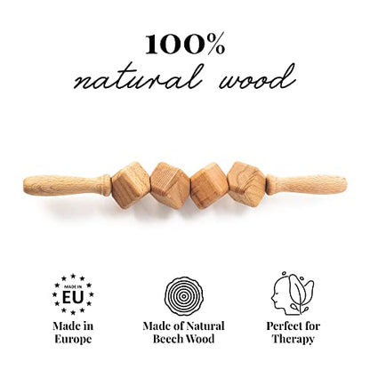 tuuli Accessories - Dice Wooden Massage Roller for Waist and Thigh, Multi-Functional Body Roller for Cellulite and Muscle Tension, Natural Massager for Women and Men