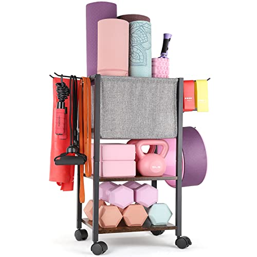 Yoga Mat Storage Rack Home Gym Equipment Workout Equipment Organizer Yoga Mat Holder for Dumbbell,Kettlebell and More Gym Accessories Gym Essentials Women Men Fitness Exercise Equipment Organization - color: Black