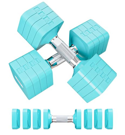 Adjustable Dumbbell Set for Women Men 7.5LB/10LB/15LB/20LB/25LB Each - color: Blue, style: 10LB Each [20 LBS Total]