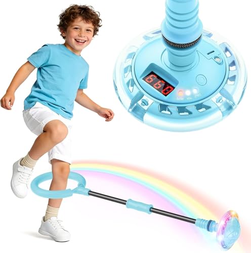 HopeRock Skip Ball Toy for Girls Ages 6-10,Girl Birthday Gifts,3 Fun Modes,Flashing Light-Up Wheel,LED Digital Counter,Replaceable Battery,Girl Birthday Gifts for Age 6-10+ (Light Blue) - color: Light Blue