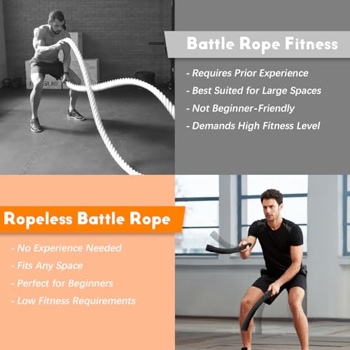 Ropeless Battle Ropes for Home Gym - Weighted Battle Rope, Black Workout Ropes for Working Out, Fitness Heavy Rope for Exercise Training Rope for Home Workout