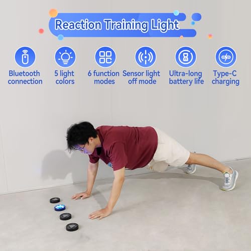 4Pcs/Pk Agile Reaction Training Lamp Set, 6-Functions 5-Lights Timing Speed Agile Reaction Light Quick Response Sports Reaction Training Light Enhancing Speed and Agility Perception Tools