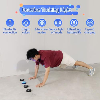 4Pcs/Pk Agile Reaction Training Lamp Set, 6-Functions 5-Lights Timing Speed Agile Reaction Light Quick Response Sports Reaction Training Light Enhancing Speed and Agility Perception Tools