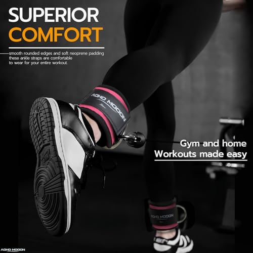 Comfortable Adjustable Ankle Straps for Cable Machines Women, Gym Workout Leg Strap, Ankle Cuffs for Glute Workouts, Foot Straps for Kickback, One Size Fit All