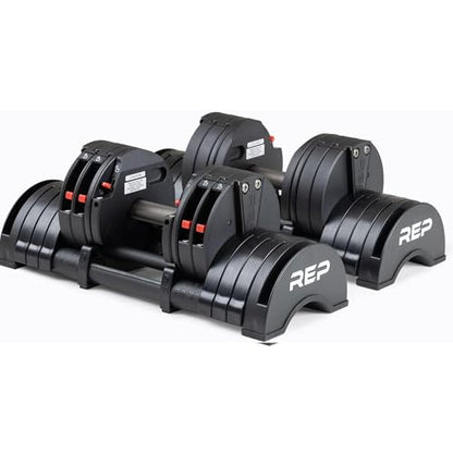 REP Fitness QuickDraw Adjustable Dumbbell Set, Pair, 30/40/50/60 lb Each, Steel Plates, Knurled Handle, Lock-N-Load Switch, Space-Saving Compact Free Weights, Strength Training, Home Gym, Men & Women - style: 5-30 lbs
