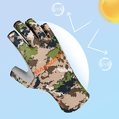 BASSDASH ALTIMATE UPF 50+ Sun Protection Fingerless Fishing Gloves Men - color: ALTIMATE I - Highland, size: X-Large