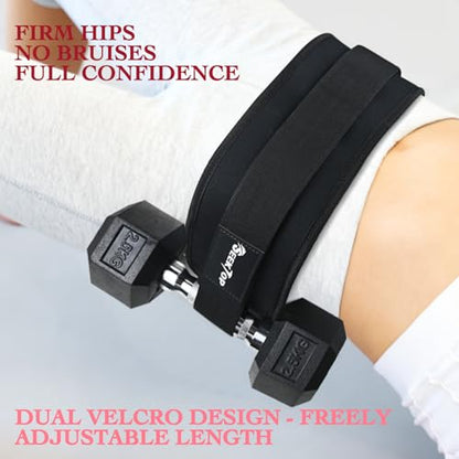 Seektop Adjustable Hip Thrust Belt Slip-Resistant Padding Booty Belts for Glutes - Fits Dumbbells Kettlebells Plates Up to 400 LBS for Gym Home & On-The-Go Workouts