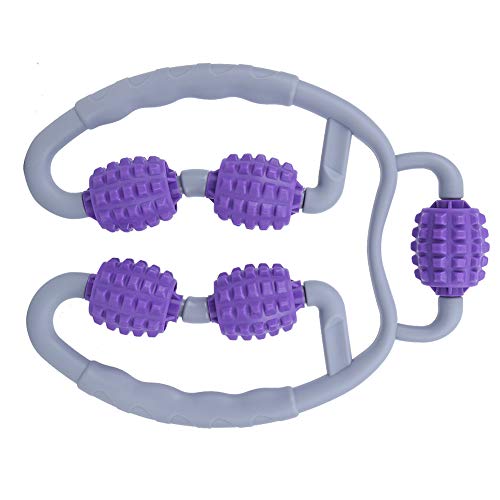 Leg Roller Massager, 360 Degree Muscle Massager with Elastic Bracket and Adjustable Width, for Arms Legs Calves Neck Pain Relief, Dark Purple